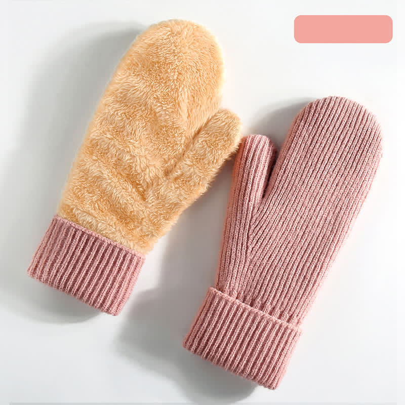 Fleece Lined Full Finger Cold Weather Knitted Gloves - Image 24