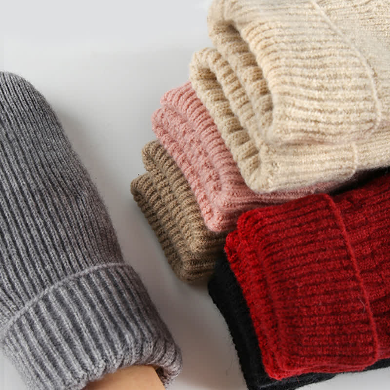 Fleece Lined Full Finger Cold Weather Knitted Gloves - Image 6