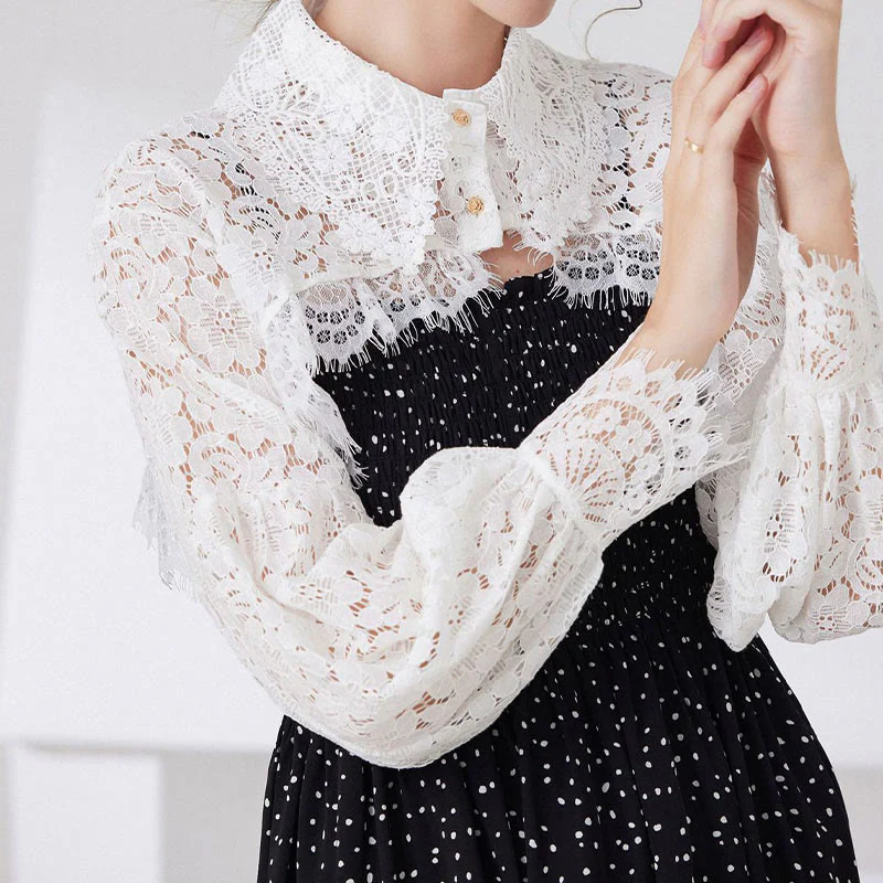 Floral Lace Capelet For Sunscreen Detachable Half Shirt Blouse - Image 3