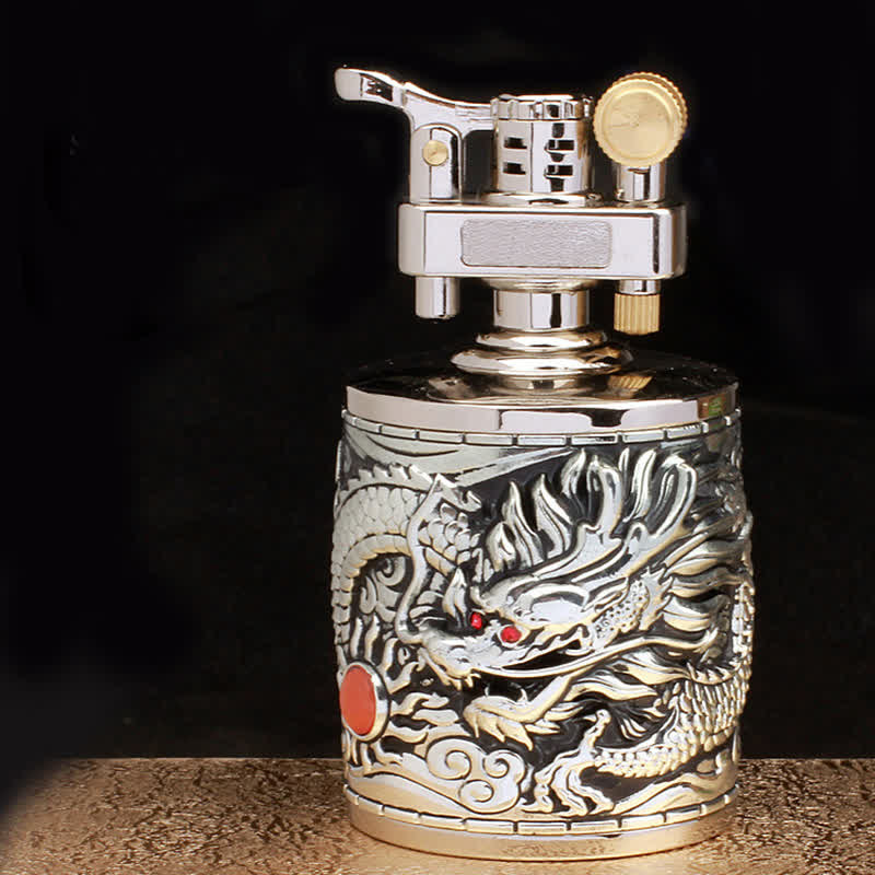 Flying Dragon Retro Cylindrical Refillable Kerosene Lighter - Image 5