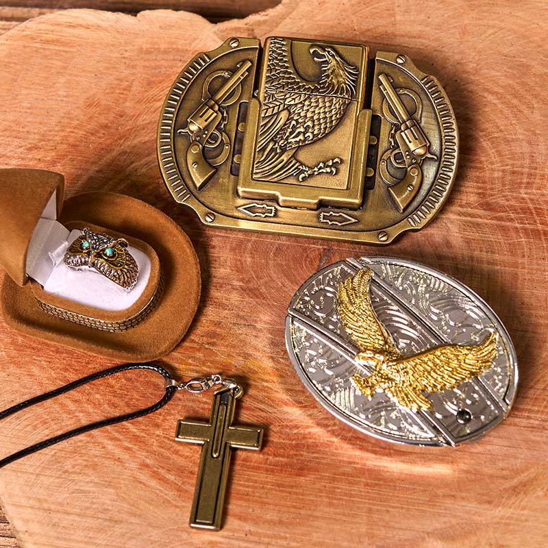 Flying Eagle DIY Hidden Knife Belt Buckle With Owl Ring Bundle Set - Image 2