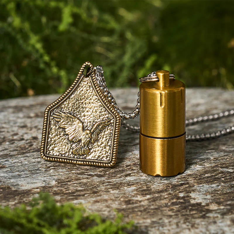 Flying Eagle Initial Letter Pendant Necklace With Mini Lighter - Image 2