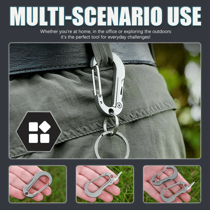 Folding Knife Pocket Cutter Carabiner Keychain - Image 3