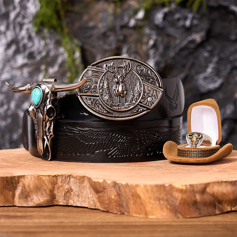 Forest Deer DIY Hidden Knife Belt Buckle With Bull Ring Bundle Set - Image 4