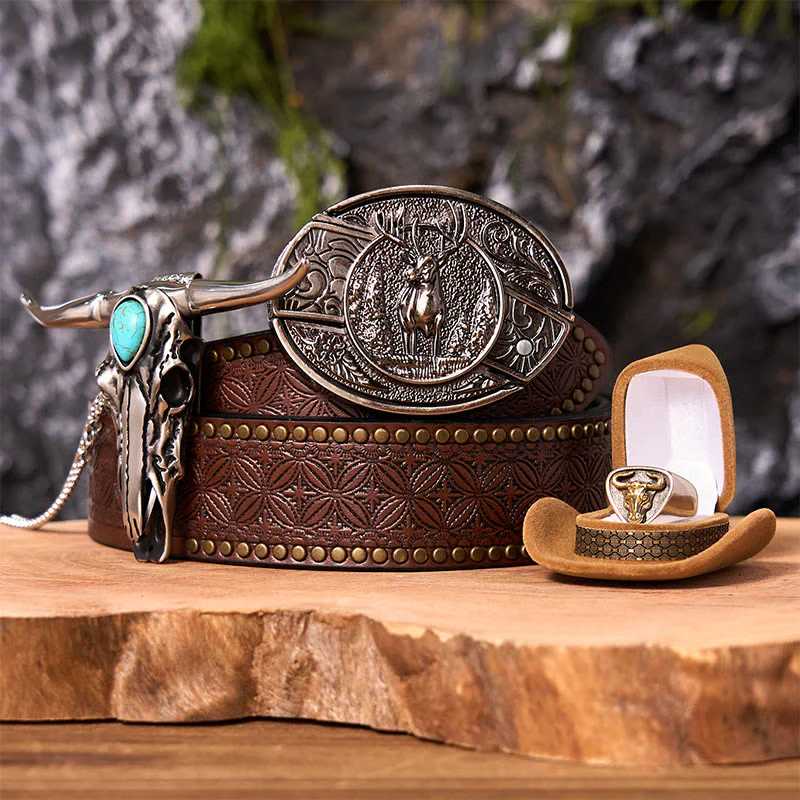 Forest Deer DIY Hidden Knife Belt Buckle With Bull Ring Bundle Set - Image 5