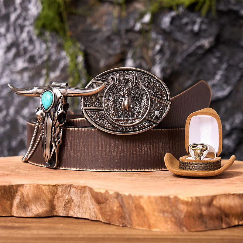 Forest Deer DIY Hidden Knife Belt Buckle With Bull Ring Bundle Set - Image 6