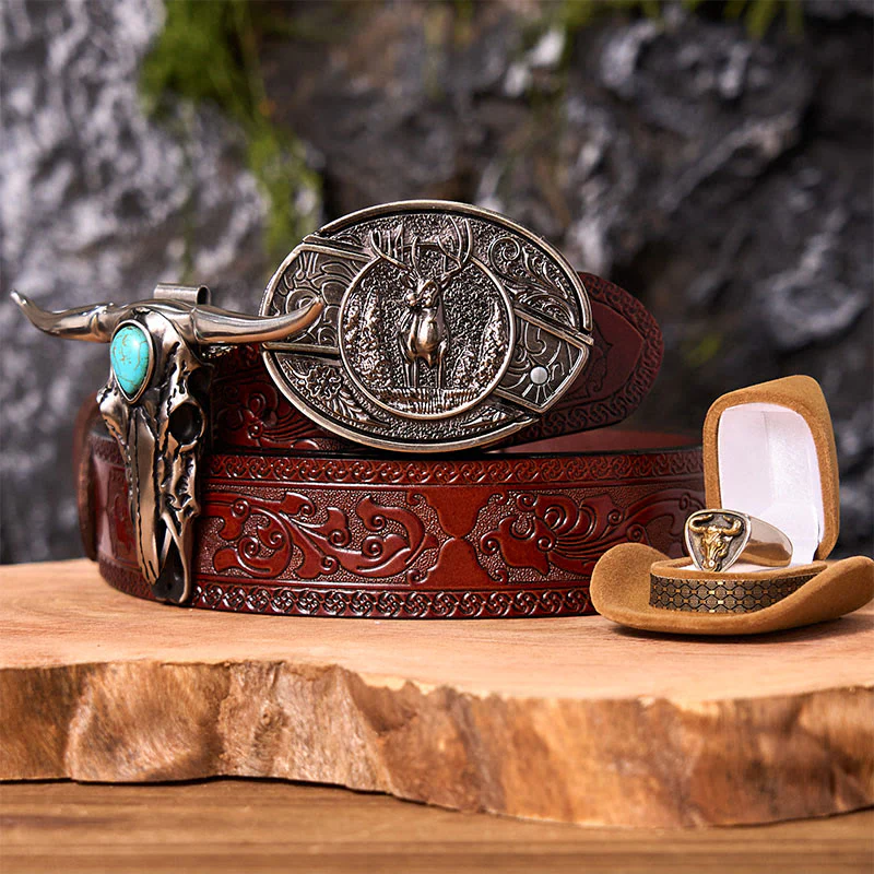 Forest Deer DIY Hidden Knife Belt Buckle With Bull Ring Bundle Set - Image 7