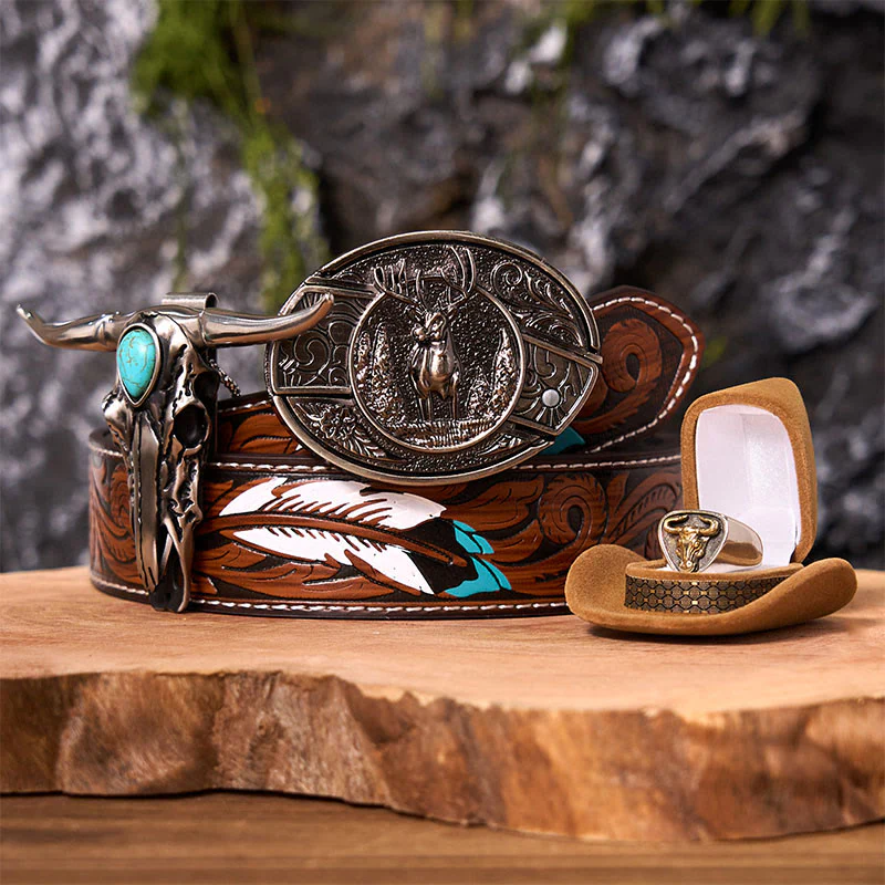 Forest Deer DIY Hidden Knife Belt Buckle With Bull Ring Bundle Set - Image 8