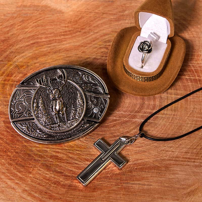 Forest Deer DIY Hidden Knife Belt Buckle With Rose Ring Bundle Set - Image 2