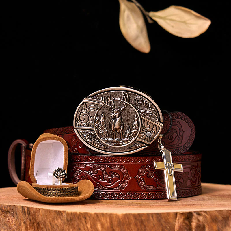 Forest Deer DIY Hidden Knife Belt Buckle With Rose Ring Bundle Set - Image 9