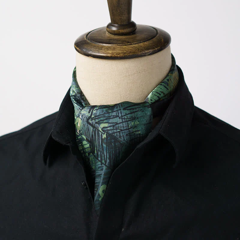 Forest Green Checkered Graffiti Square Scarf with Scarf Buckle - Image 4