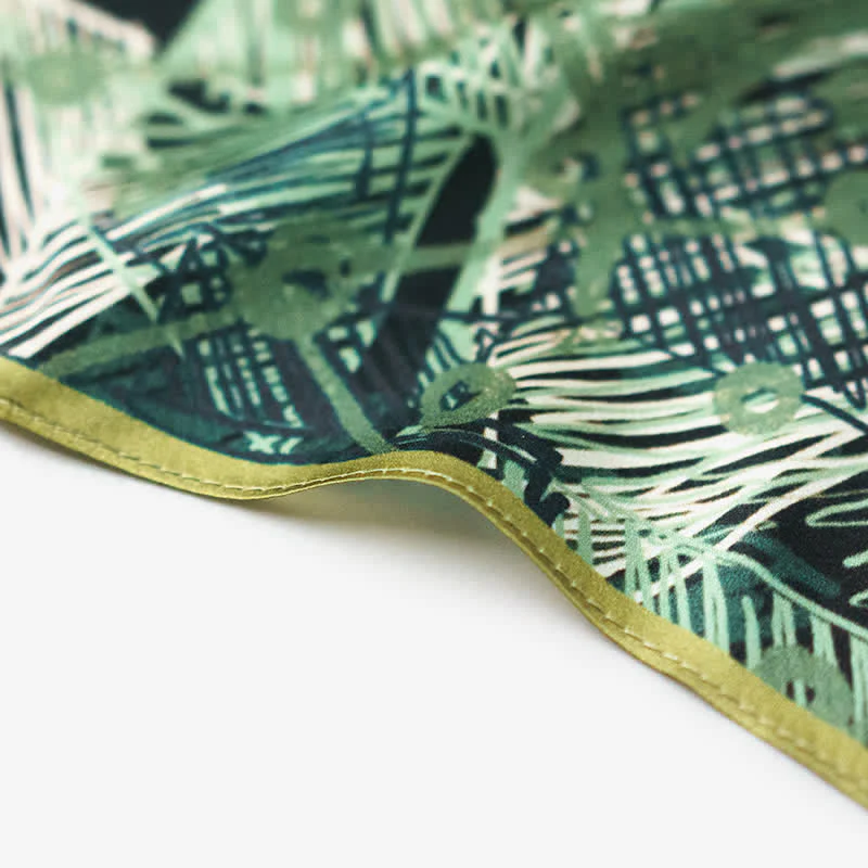 Forest Green Checkered Graffiti Square Scarf with Scarf Buckle - Image 6
