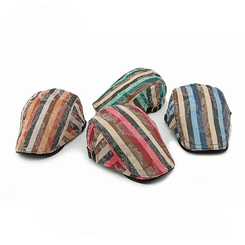 Four Seasons PaIsley Striped Flat Beret Hat - Image 2