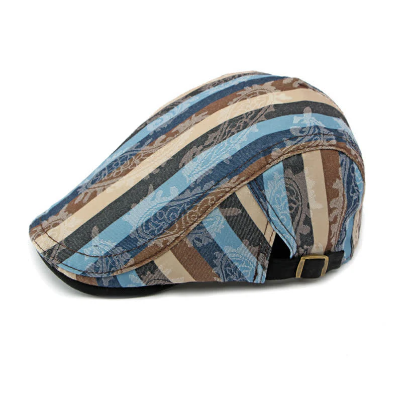 Four Seasons PaIsley Striped Flat Beret Hat - Image 9