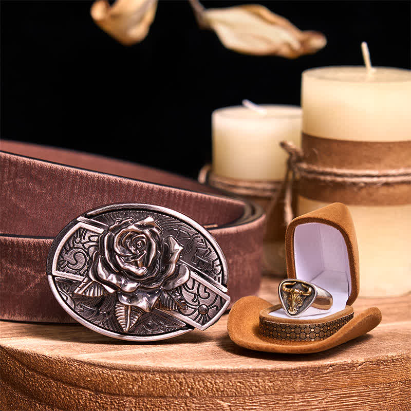 Functional DIY Hidden Knife Belt Buckle Retro Bull Ring Bundle Set - Image 21