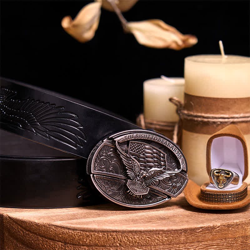 Functional DIY Hidden Knife Belt Buckle Retro Bull Ring Bundle Set - Image 25