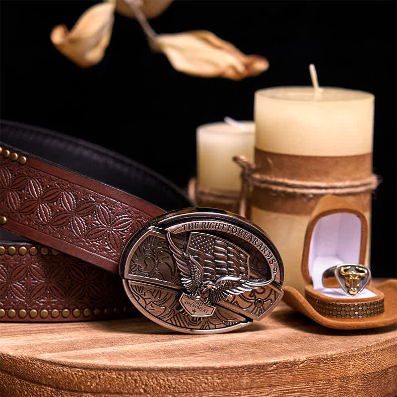 Functional DIY Hidden Knife Belt Buckle Retro Bull Ring Bundle Set - Image 27