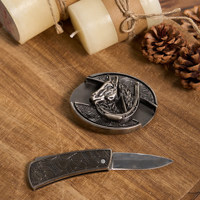 Functional DIY Hidden Knife Belt Buckle Retro Bull Ring Bundle Set - Image 38