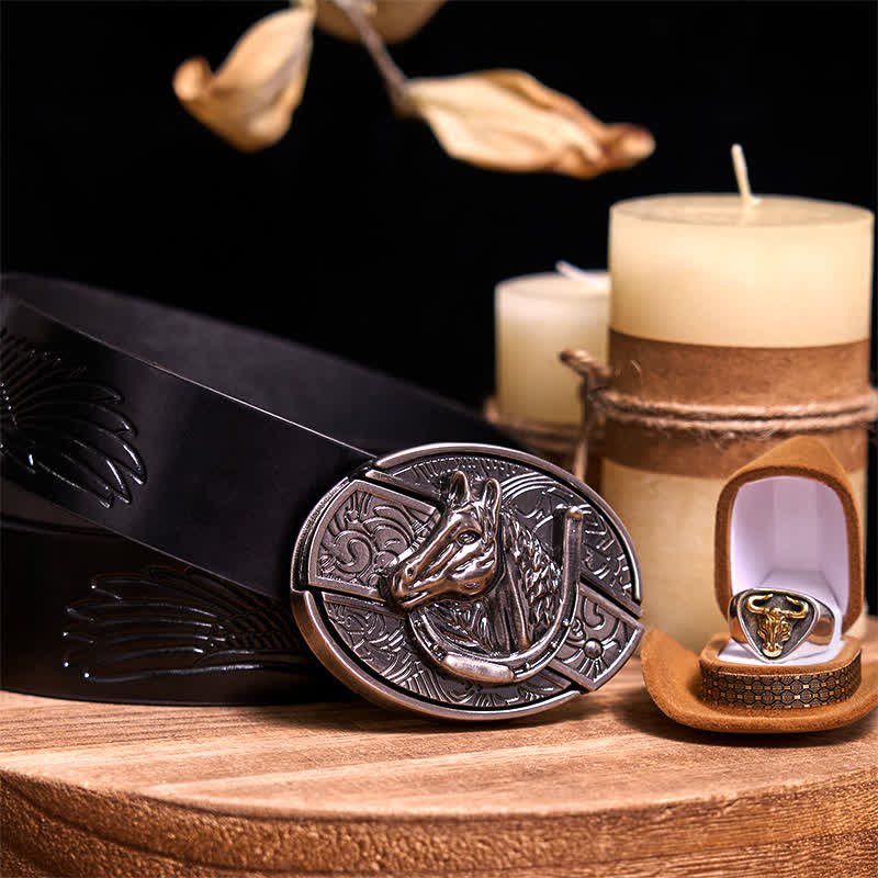Functional DIY Hidden Knife Belt Buckle Retro Bull Ring Bundle Set - Image 39