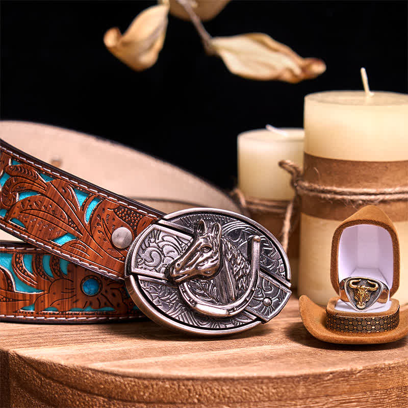 Functional DIY Hidden Knife Belt Buckle Retro Bull Ring Bundle Set - Image 40
