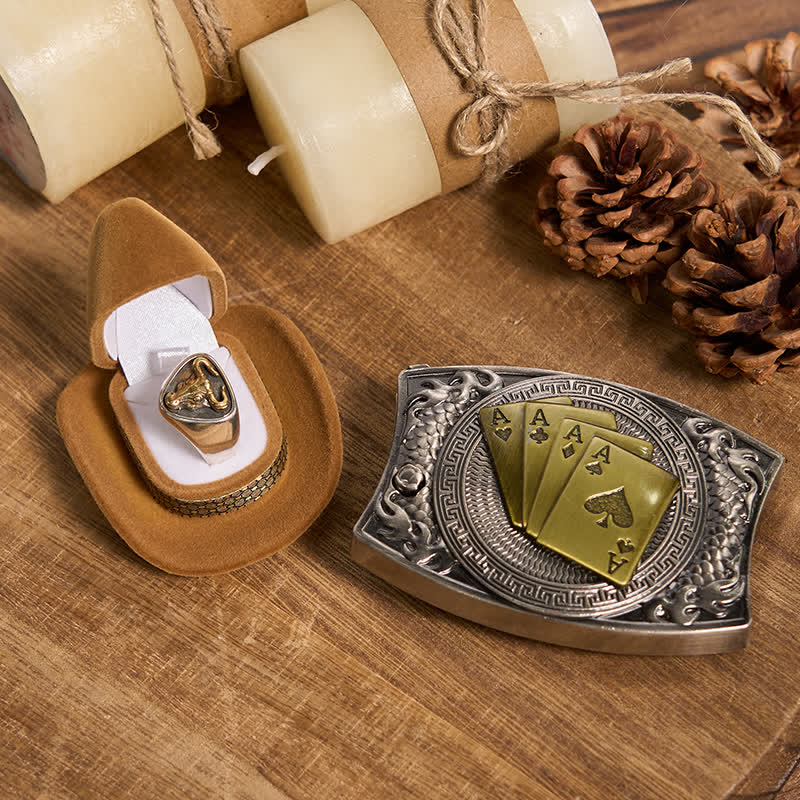 Functional DIY Hidden Knife Belt Buckle Retro Bull Ring Bundle Set - Image 51