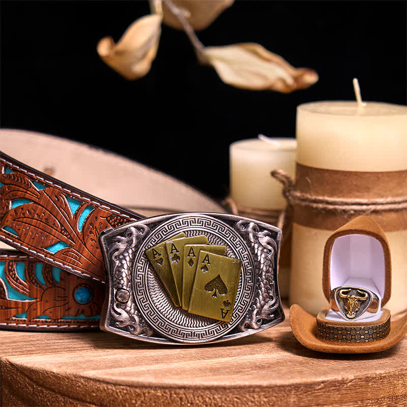 Functional DIY Hidden Knife Belt Buckle Retro Bull Ring Bundle Set - Image 55