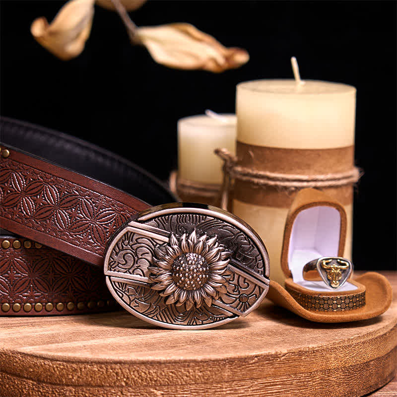 Functional DIY Hidden Knife Belt Buckle Retro Bull Ring Bundle Set - Image 6