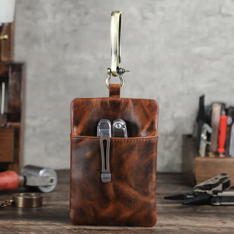 Outdoor Tool Storage Leather Belt Bag With Large Hook Buckle - Image 3