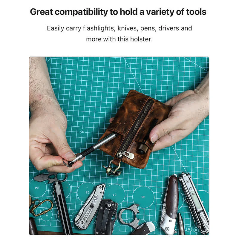 Outdoor Tool Storage Leather Belt Bag With Large Hook Buckle - Image 5