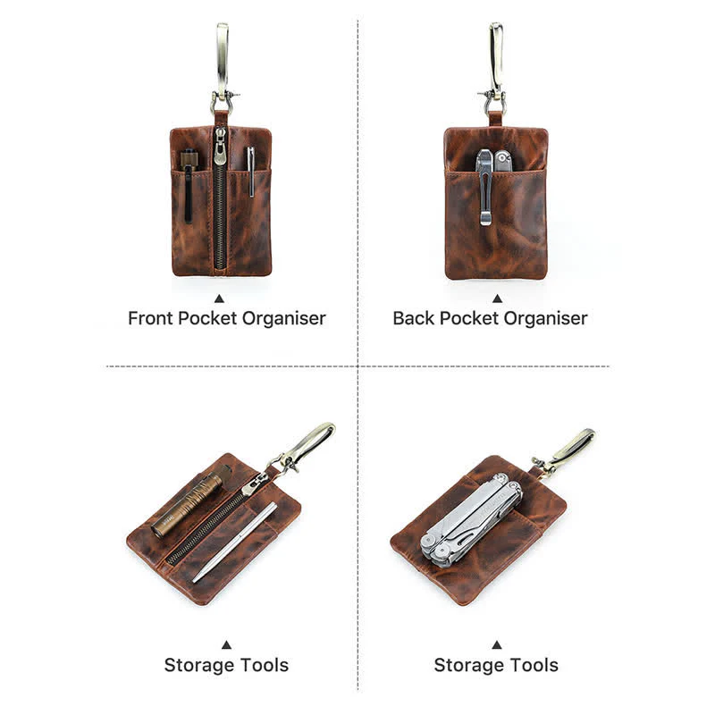 Outdoor Tool Storage Leather Belt Bag With Large Hook Buckle - Image 9
