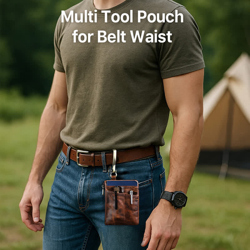 Functional Leather Tool Bag With Large Hook Buckle - Image 2