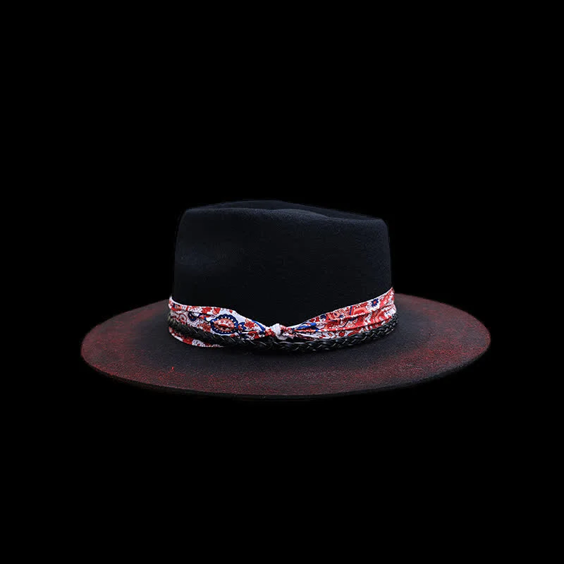 Funny Red Paisley Band Belt Black Cowboy Hat - Image 2