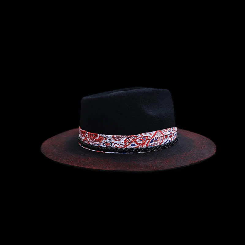 Funny Red Paisley Band Belt Black Cowboy Hat - Image 6