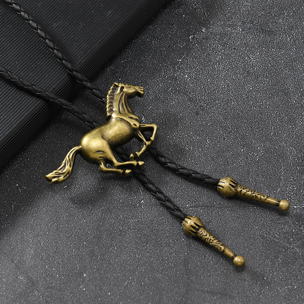 Galloping Horse Emblem Vintage Metal Bolo Tie - Image 2