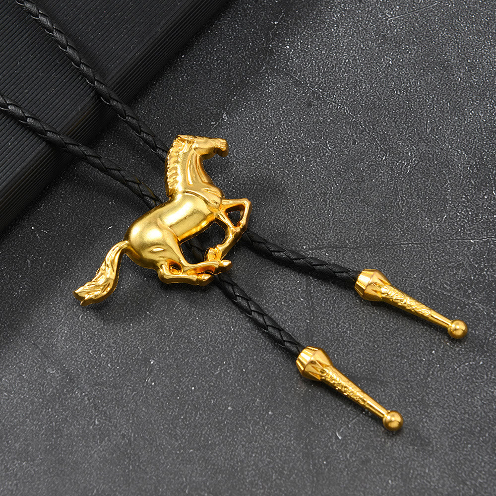 Galloping Horse Emblem Vintage Metal Bolo Tie - Image 4
