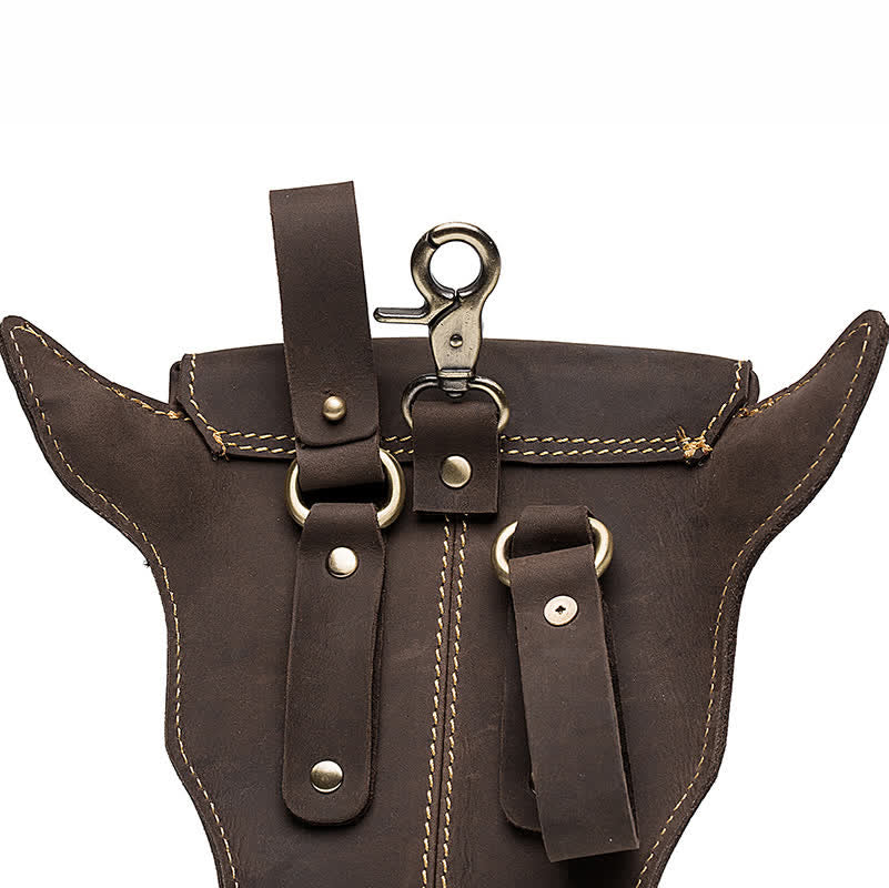 Genuine Crazy Horse Leather Cow Head Belt Bag - Image 9