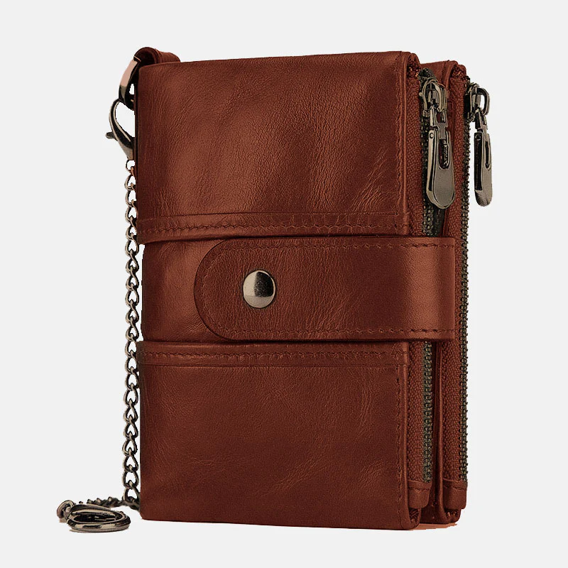 Genuine Leather Anti-theft Retro Wallet With Chain - Image 16