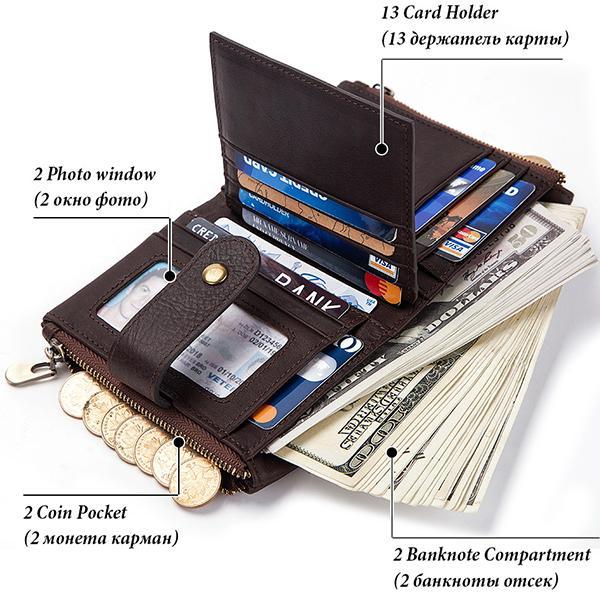 Genuine Leather Anti-theft Retro Wallet With Chain - Image 2