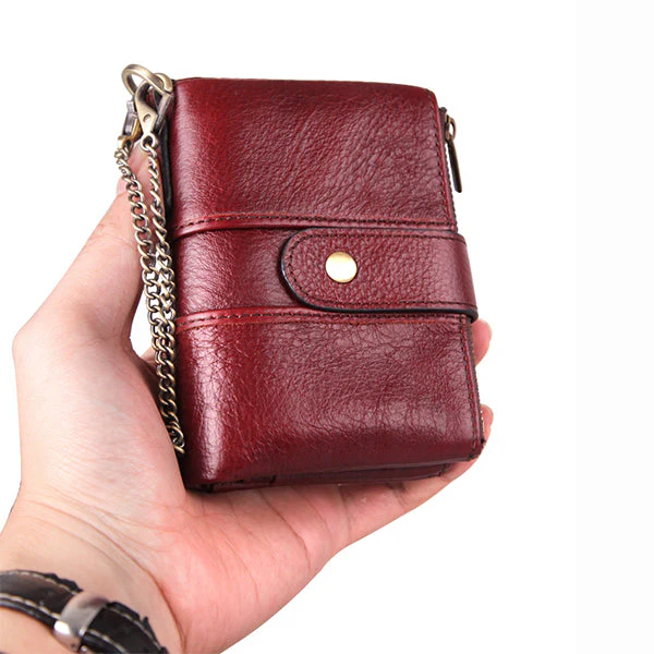Genuine Leather Anti-theft Retro Wallet With Chain - Image 4