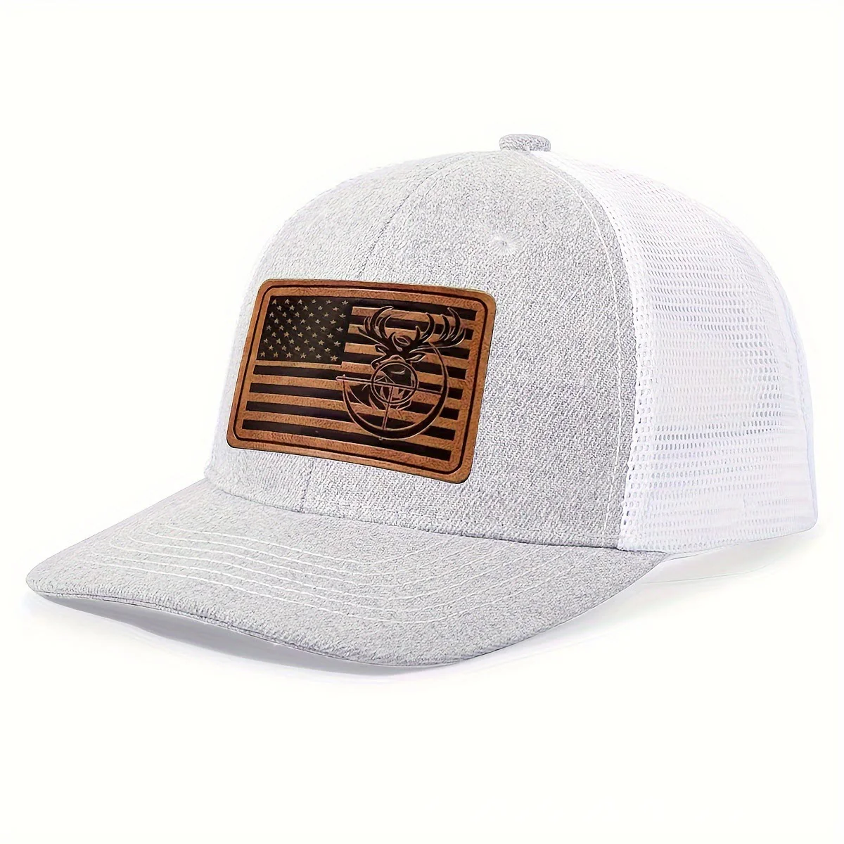 Geometric Deer's Head Flag Adjustable Men's Trucker Hat - Image 4