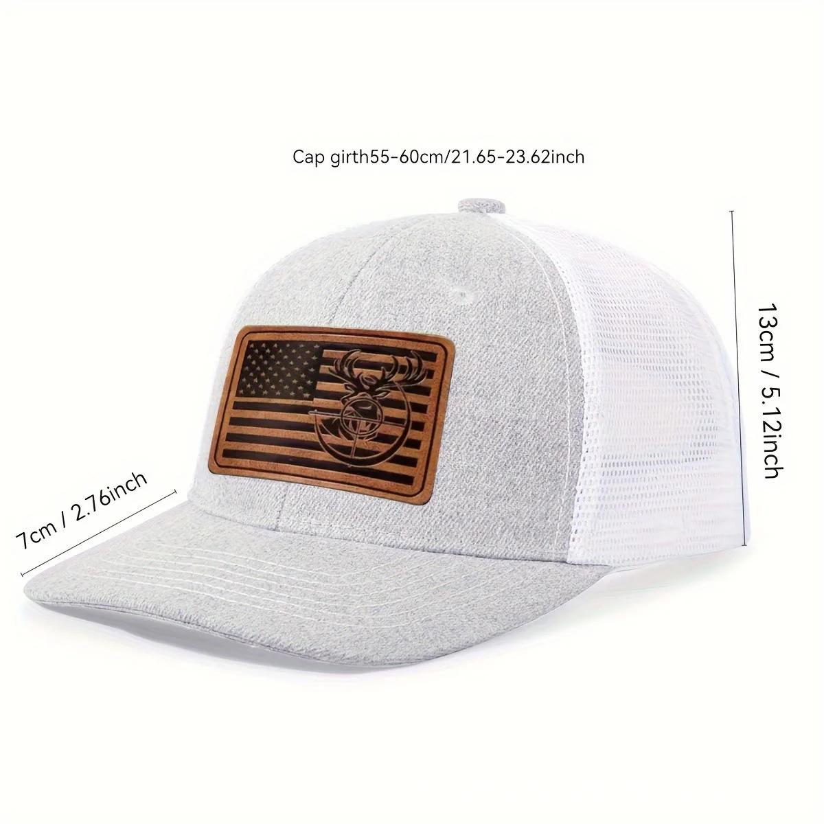 Geometric Deer's Head Flag Adjustable Men's Trucker Hat - Image 7