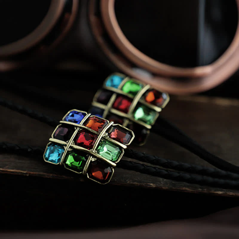 Geometric Mosaic Cube Gemstone Bolo Tie - Image 5