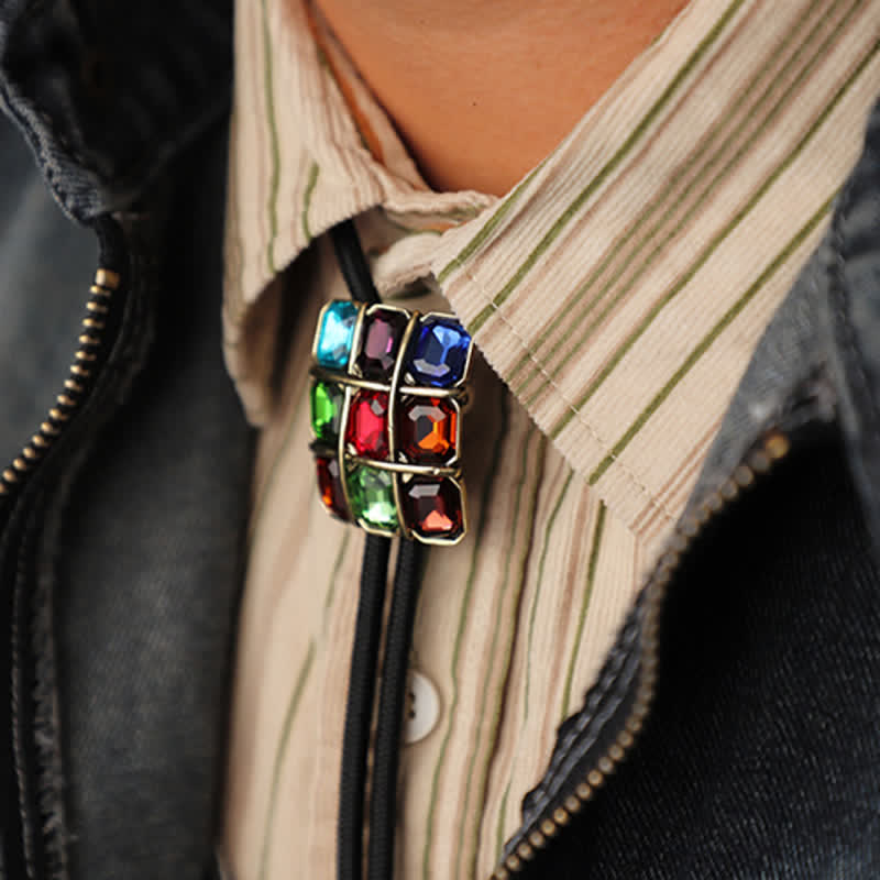 Geometric Mosaic Cube Gemstone Bolo Tie - Image 8