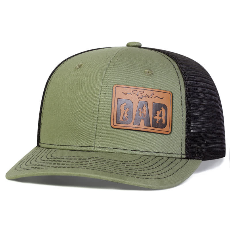 Girl Dad Leather Patch Adjustable Trucker Hat - Image 6