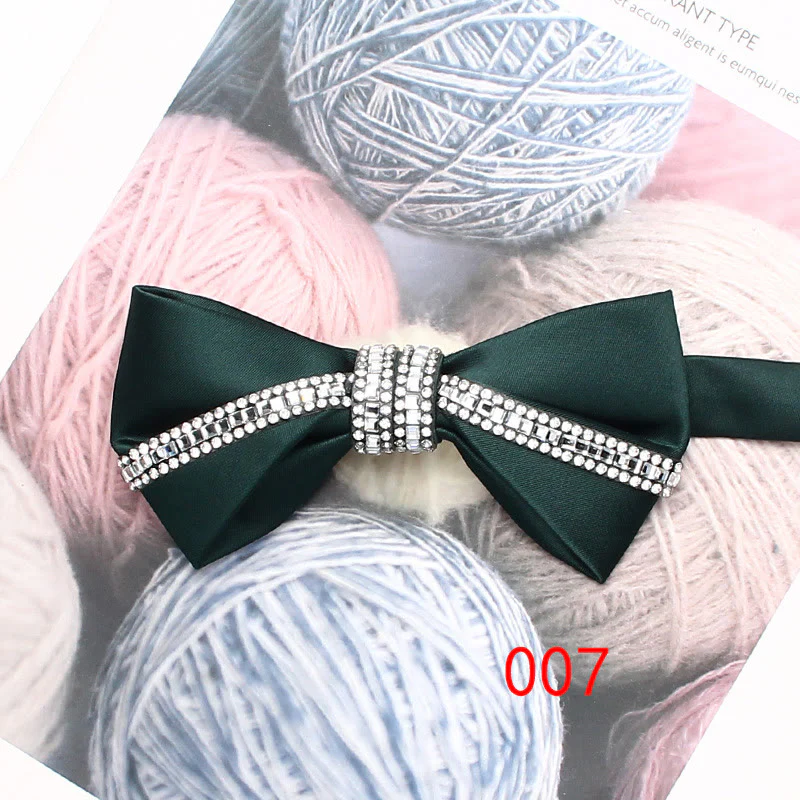 Glitter Diamond Silk Satin Adjustable Strap Bow Tie - Image 10
