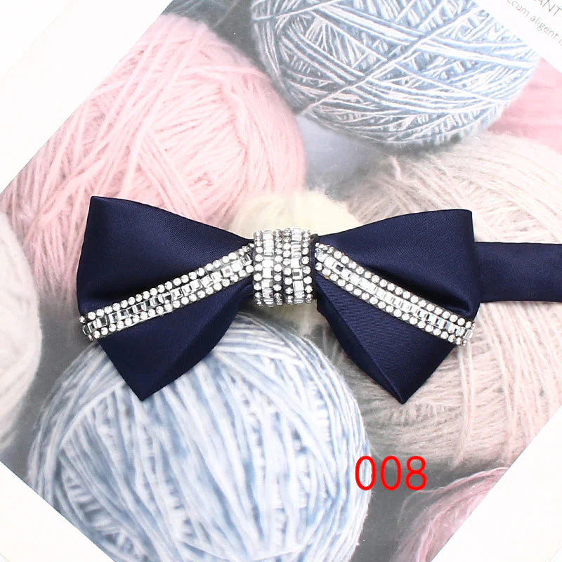 Glitter Diamond Silk Satin Adjustable Strap Bow Tie - Image 11