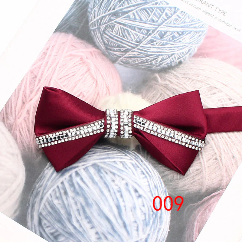 Glitter Diamond Silk Satin Adjustable Strap Bow Tie - Image 12
