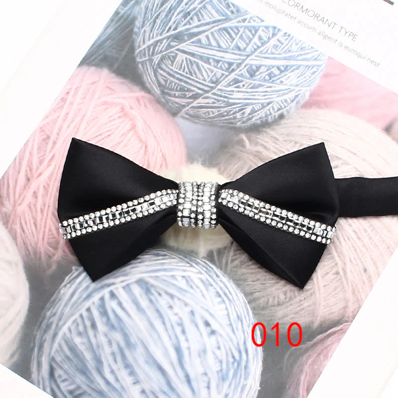 Glitter Diamond Silk Satin Adjustable Strap Bow Tie - Image 13