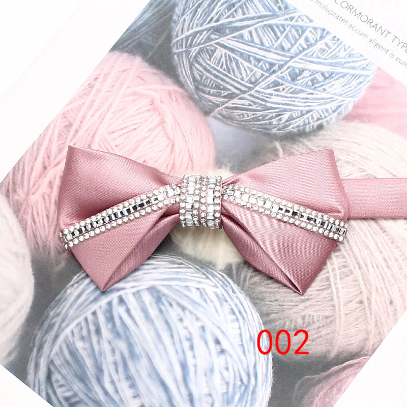 Glitter Diamond Silk Satin Adjustable Strap Bow Tie - Image 5