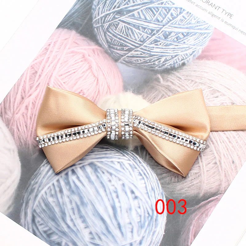 Glitter Diamond Silk Satin Adjustable Strap Bow Tie - Image 6